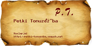 Petki Tonuzóba névjegykártya